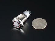 Rugged Metal Pushbutton with Red LED Ring - The Pi Hut