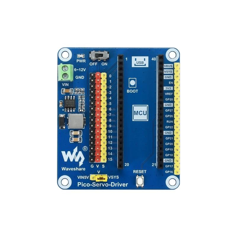 Servo Driver Module for Raspberry Pi Pico by Waveshare - The Pi Hut