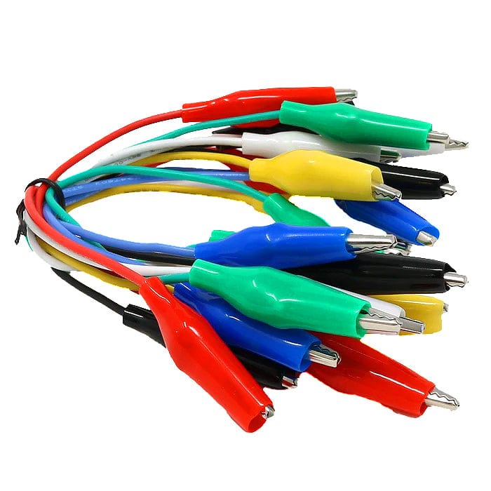 Short Wire Alligator Clip Test Lead (set of 12) by The Pi Hut - The Pi Hut