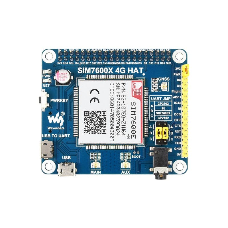 SIM7600E-H 4G HAT for Raspberry Pi (LTE Cat-4) by Waveshare - The Pi Hut