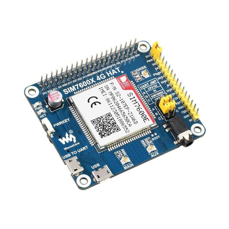 SIM7600E LTE Cat-1 HAT for Raspberry Pi (3G/2G/GNSS) by Waveshare - The Pi Hut