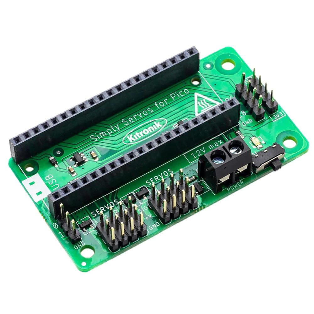 Simply Servos Board for Raspberry Pi Pico by Kitronik - The Pi Hut