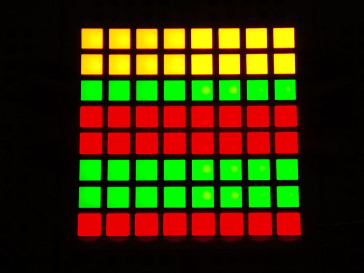 Small 1.2" 8x8 Bi-Color (Red/Green) Square LED Matrix by The Pi Hut - The Pi Hut