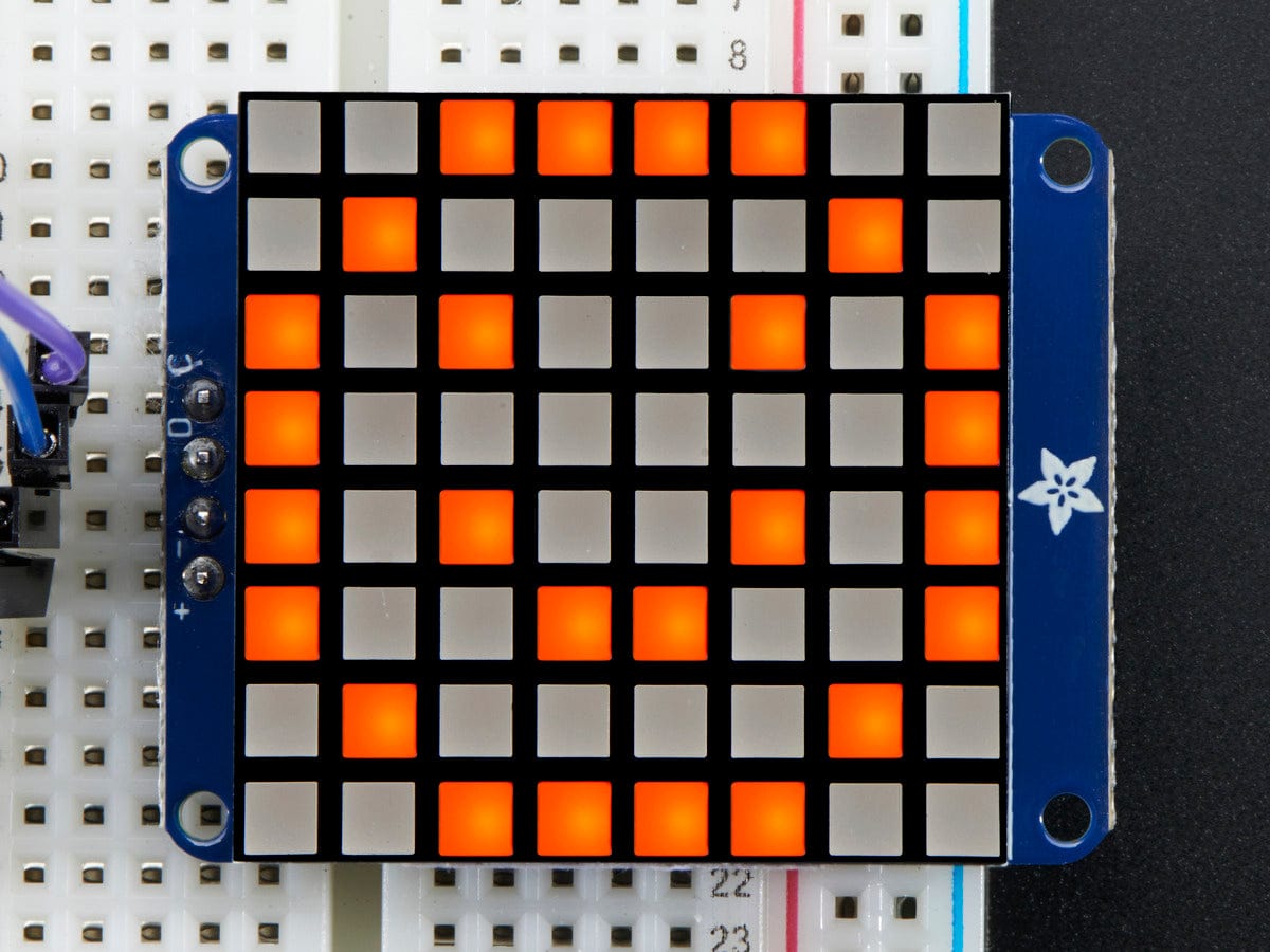 Small 1.2" 8x8 Ultra Bright Square Amber LED Matrix + Backpack ...