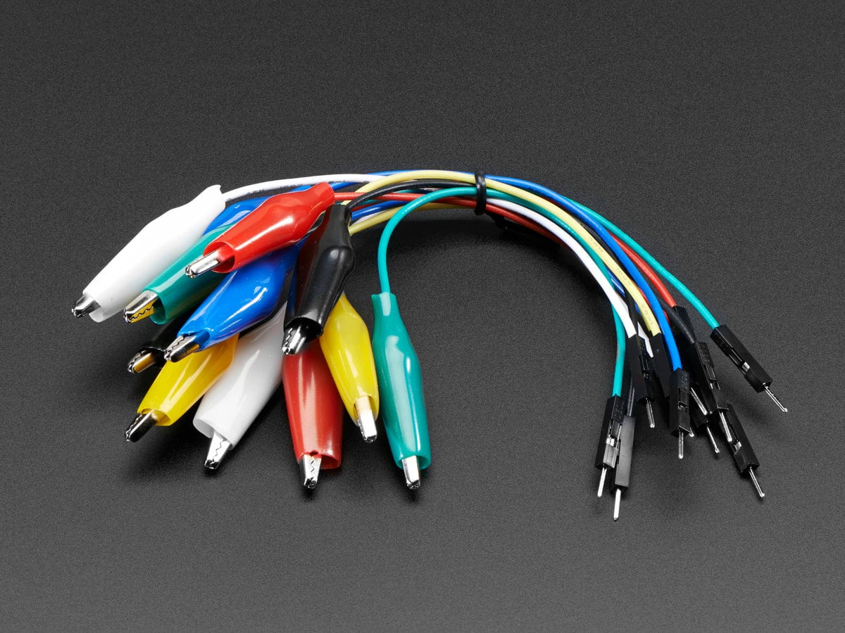 Small Alligator Clip to Male Jumper Wire Bundle - 12 Pieces by The Pi Hut - The Pi Hut