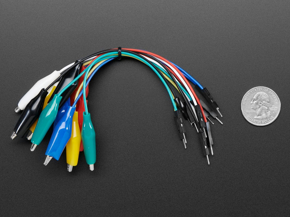 Small Alligator Clip to Male Jumper Wire Bundle - 12 Pieces by The Pi Hut - The Pi Hut