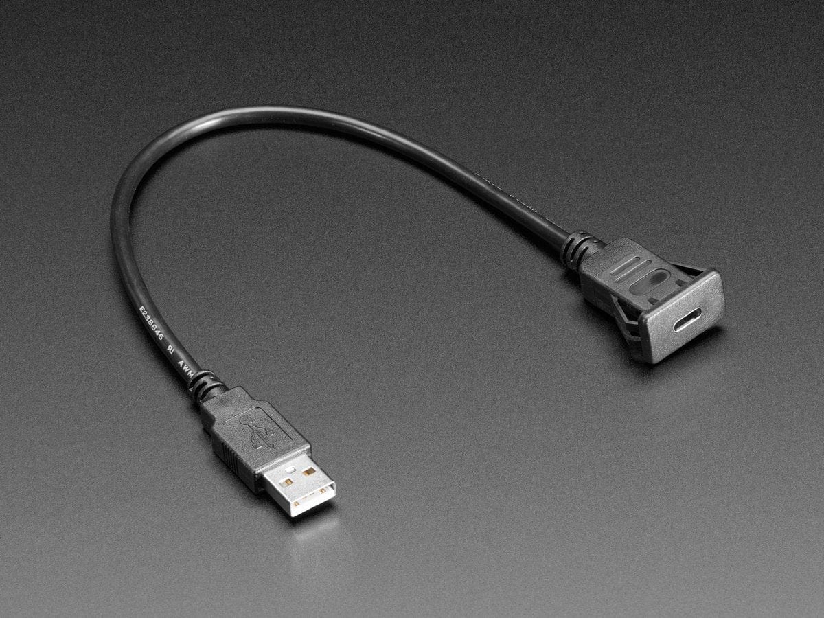 Snap-In Panel Mount Cable - USB C Socket to USB A Plug by The Pi Hut - The Pi Hut