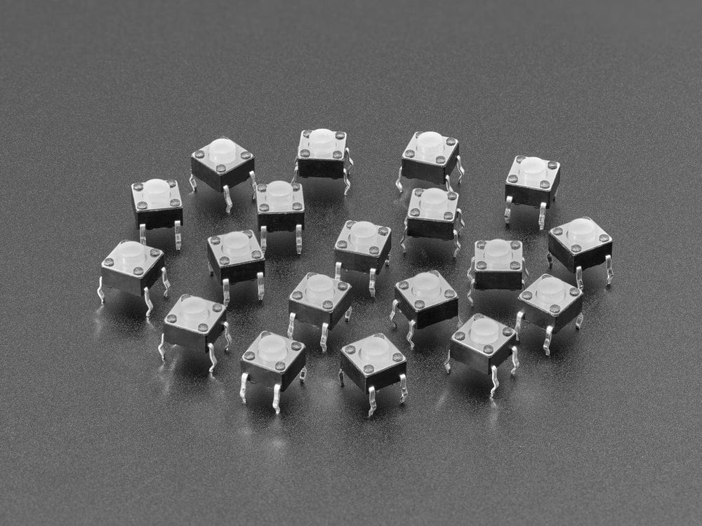 Soft Silicone Top 6mm Push-buttons (20-pack) (Translucent) by The Pi Hut - The Pi Hut