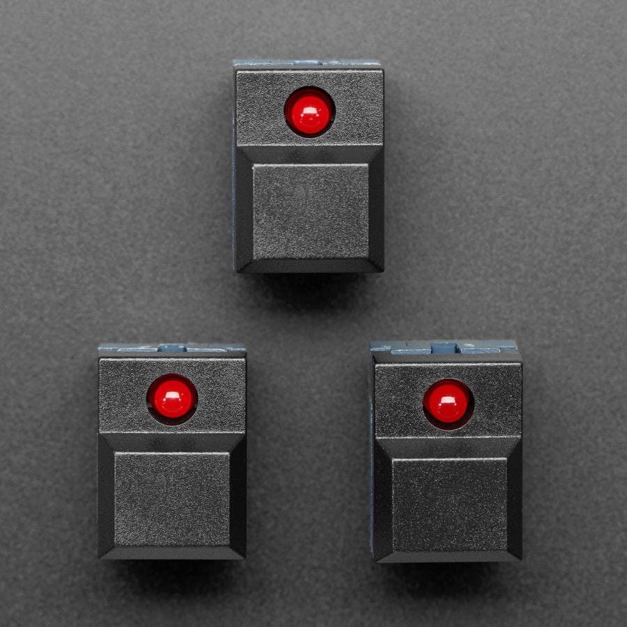 Step Switch with LED - Three Pack of Black with Red LED (PB86) by The Pi Hut - The Pi Hut