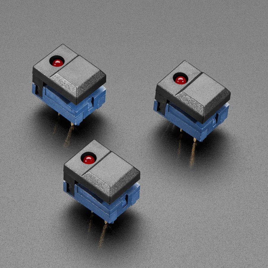 Step Switch with LED - Three Pack of Black with Red LED (PB86) by The Pi Hut - The Pi Hut