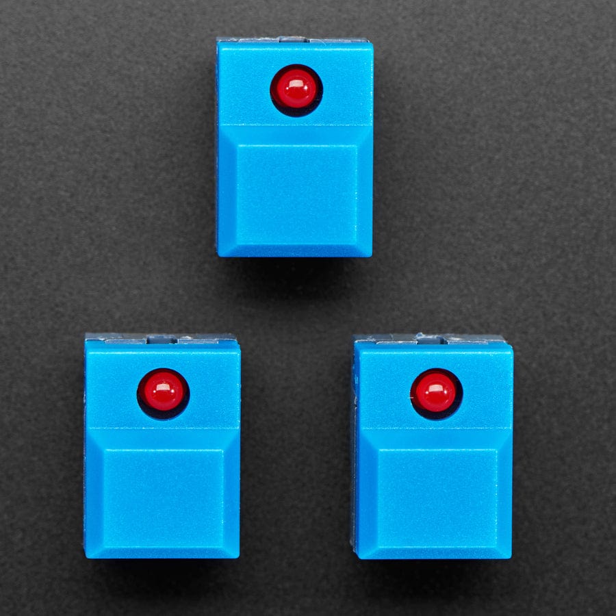 Step Switch with LED - Three Pack of Blue with Red LED (PB86-A1) by The Pi Hut - The Pi Hut