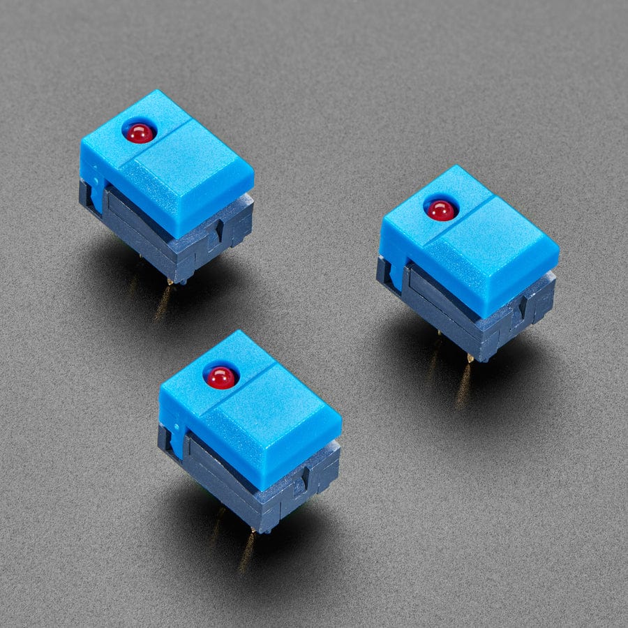 Step Switch with LED - Three Pack of Blue with Red LED (PB86-A1) by The Pi Hut - The Pi Hut