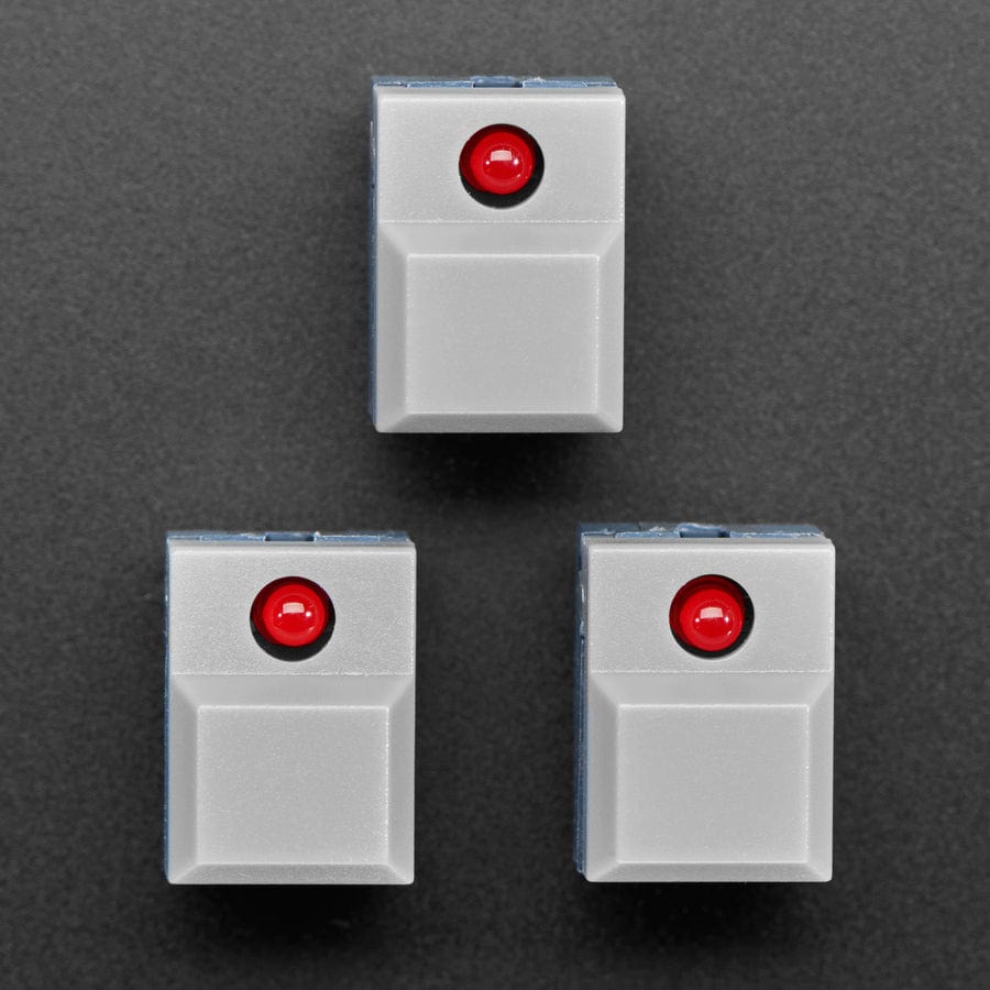 Step Switch with LED - Three Pack of Gray with Red LED (PB86-A1) by The Pi Hut - The Pi Hut