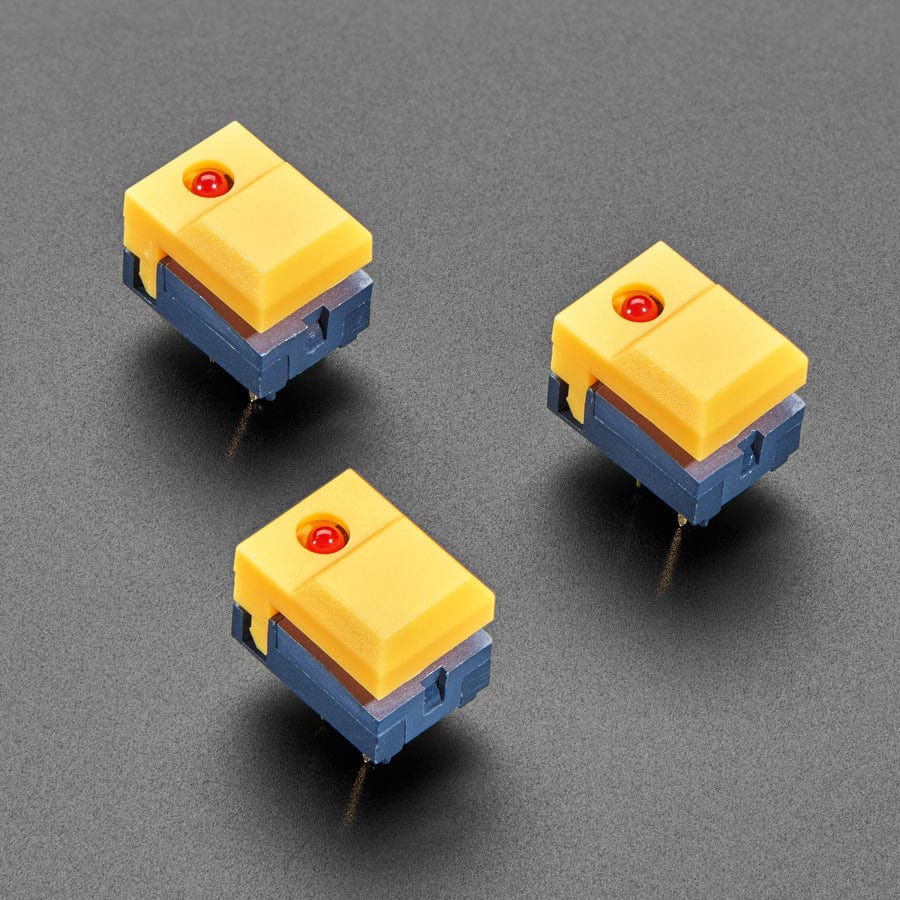 Step Switch with LED - Three Pack of Yellow with Red LED (PB86-A1) by The Pi Hut - The Pi Hut
