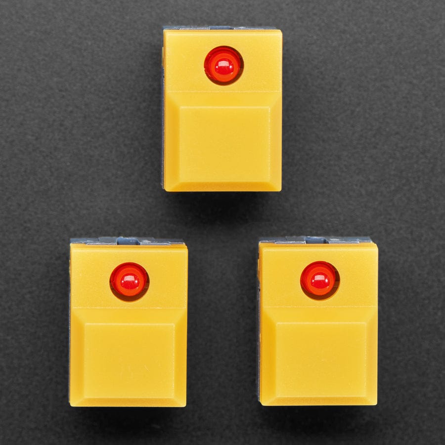Step Switch with LED - Three Pack of Yellow with Red LED (PB86-A1) by The Pi Hut - The Pi Hut