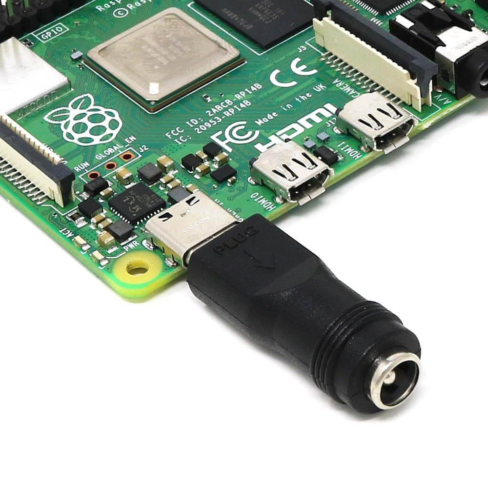 Straight USB-C to 2.1mm Barrel Jack Adapter by The Pi Hut - The Pi Hut