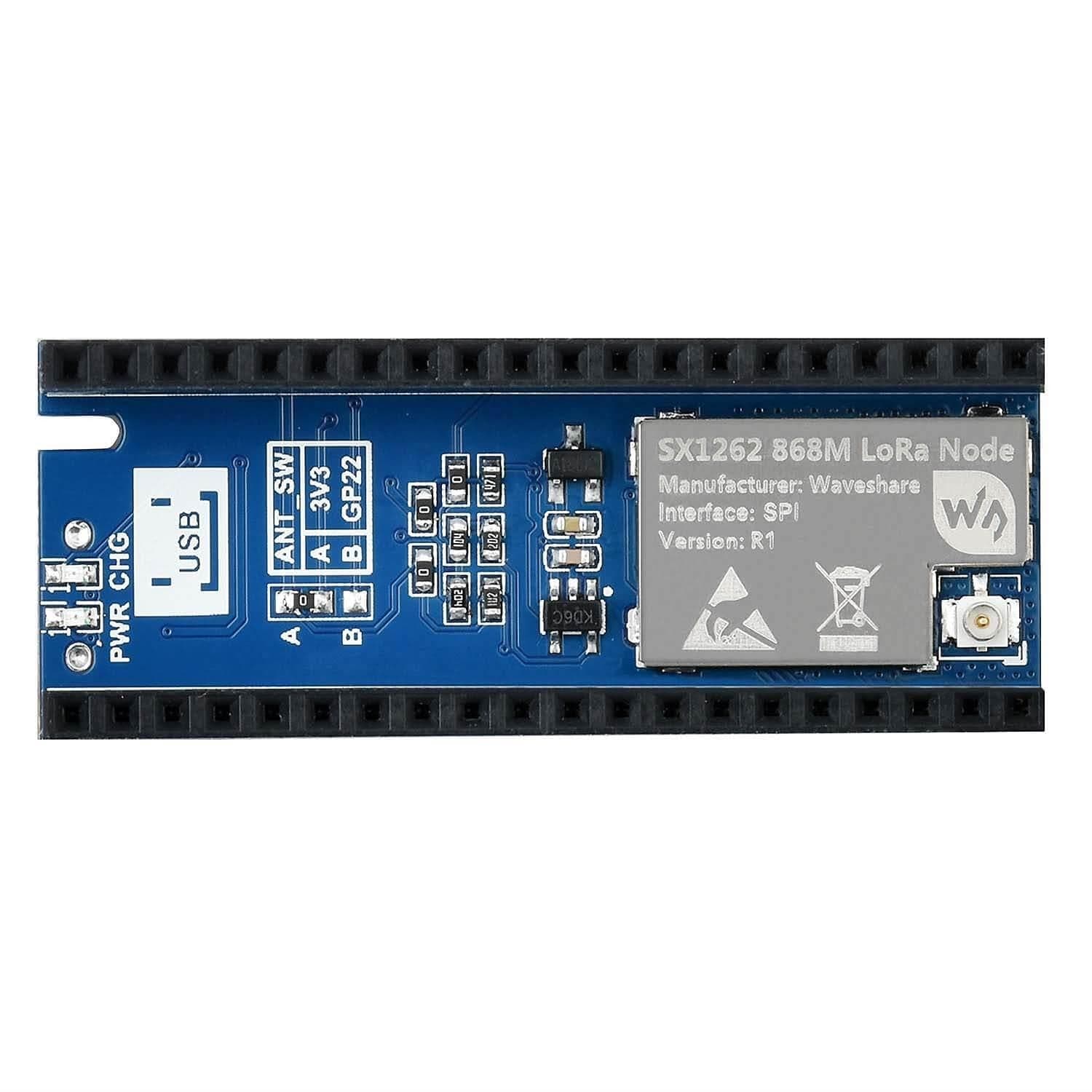 SX1262 868MHz LoRa Node Module for Raspberry Pi Pico by Waveshare - The Pi Hut