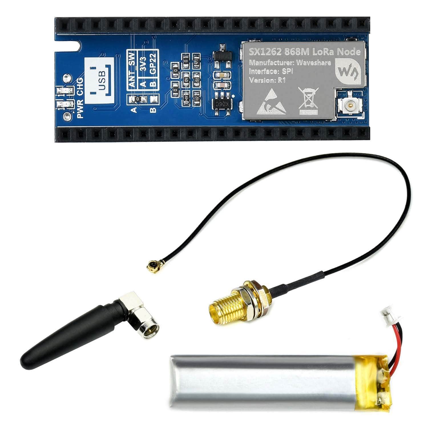 SX1262 868MHz LoRa Node Module for Raspberry Pi Pico by Waveshare - The Pi Hut