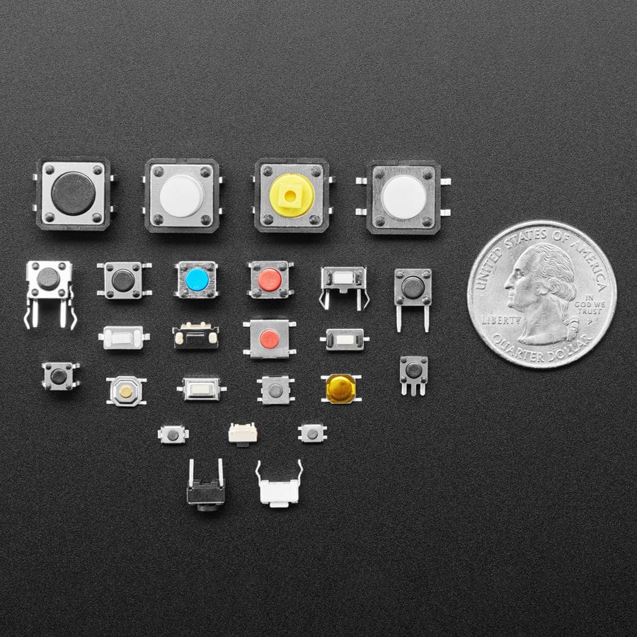 Tactile Switch Assortment - 25 Different Buttons with 10 Pieces of Each - The Pi Hut