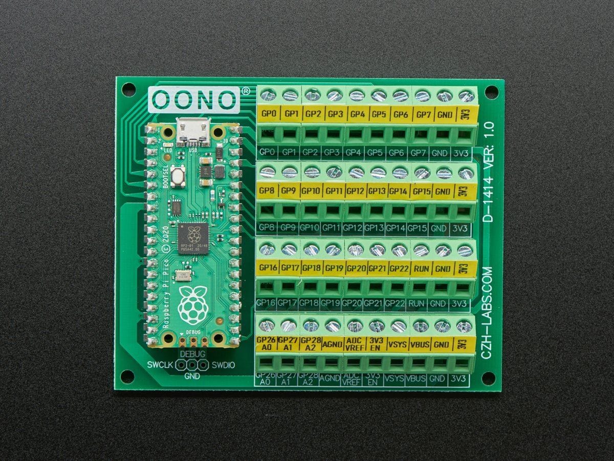 Terminal Block Breakout Module Board for Raspberry Pi Pico by The Pi Hut - The Pi Hut