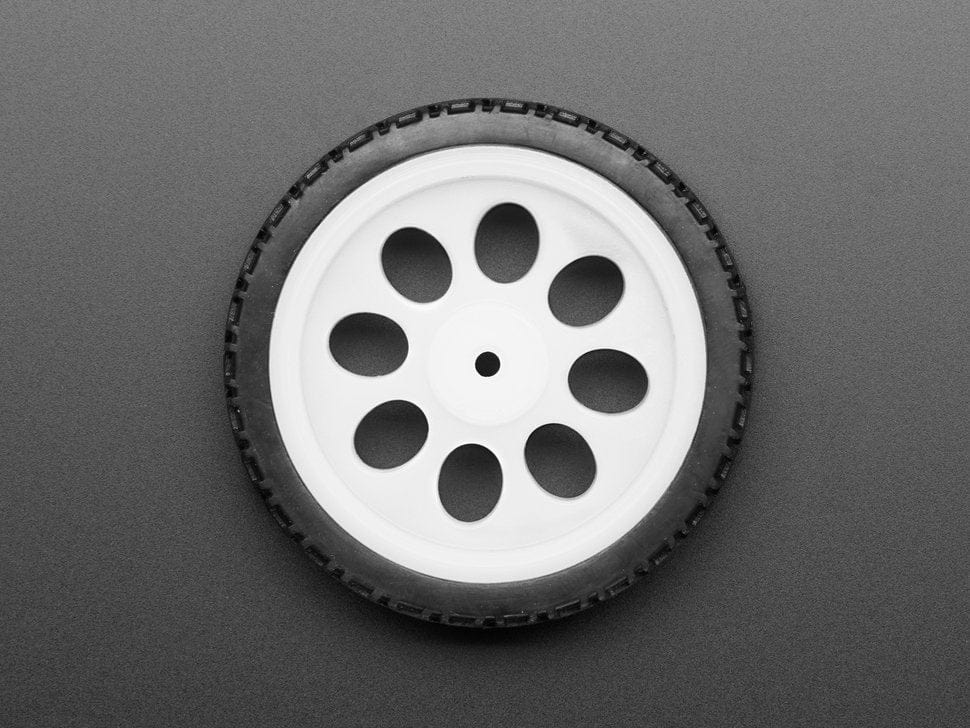 Thin White Wheel for TT DC Gearbox Motors - 65mm Diameter by The Pi Hut - The Pi Hut
