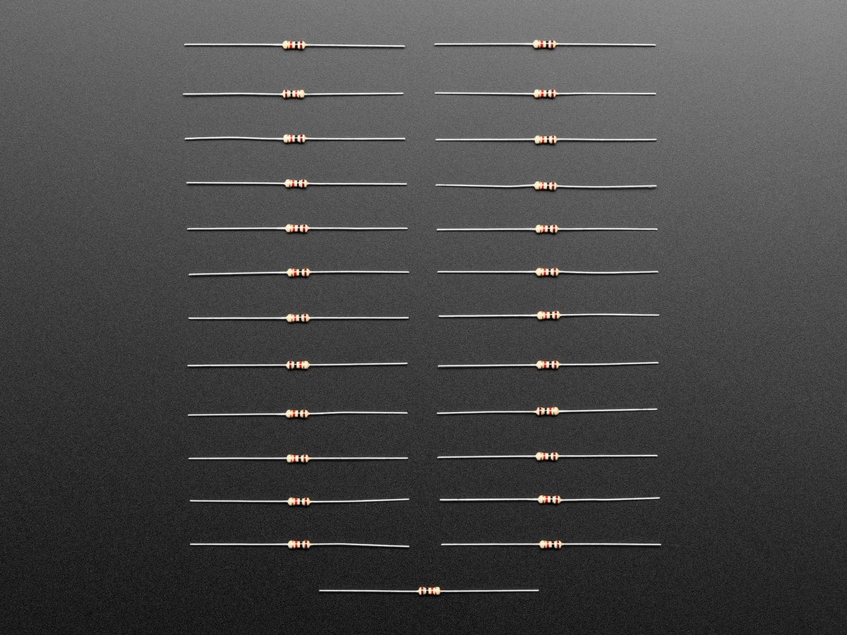 Through-Hole Resistors - 1.0K ohm 5% 1/4W - Pack of 25 by The Pi Hut - The Pi Hut