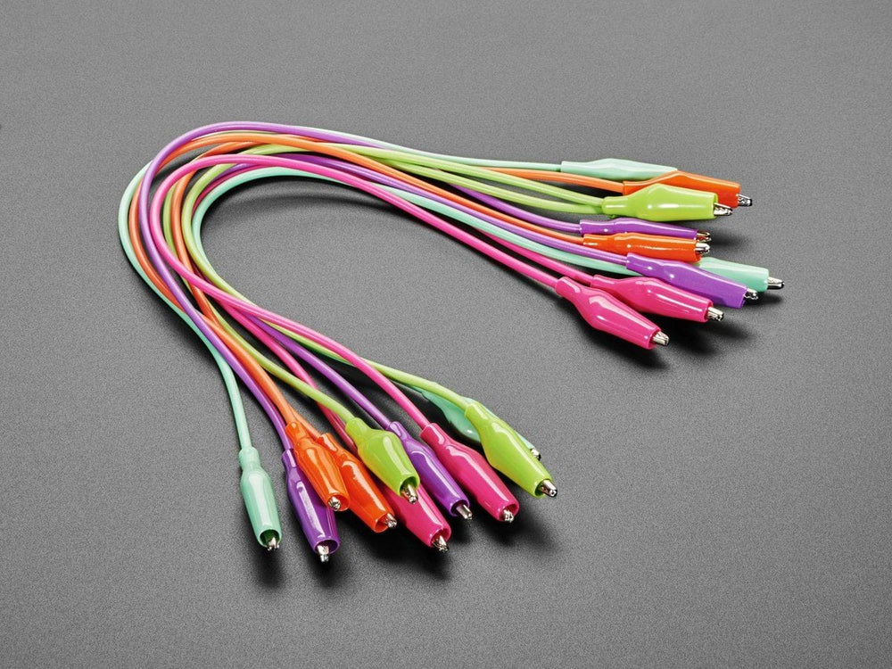 Tropical Alligator Test Clip Leads - 10 Pieces - 13" long by The Pi Hut - The Pi Hut