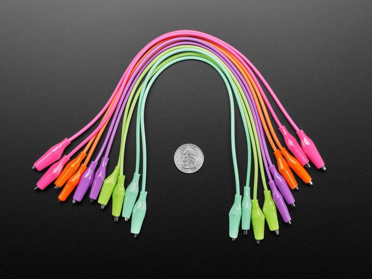Tropical Alligator Test Clip Leads - 10 Pieces - 13" long by The Pi Hut - The Pi Hut