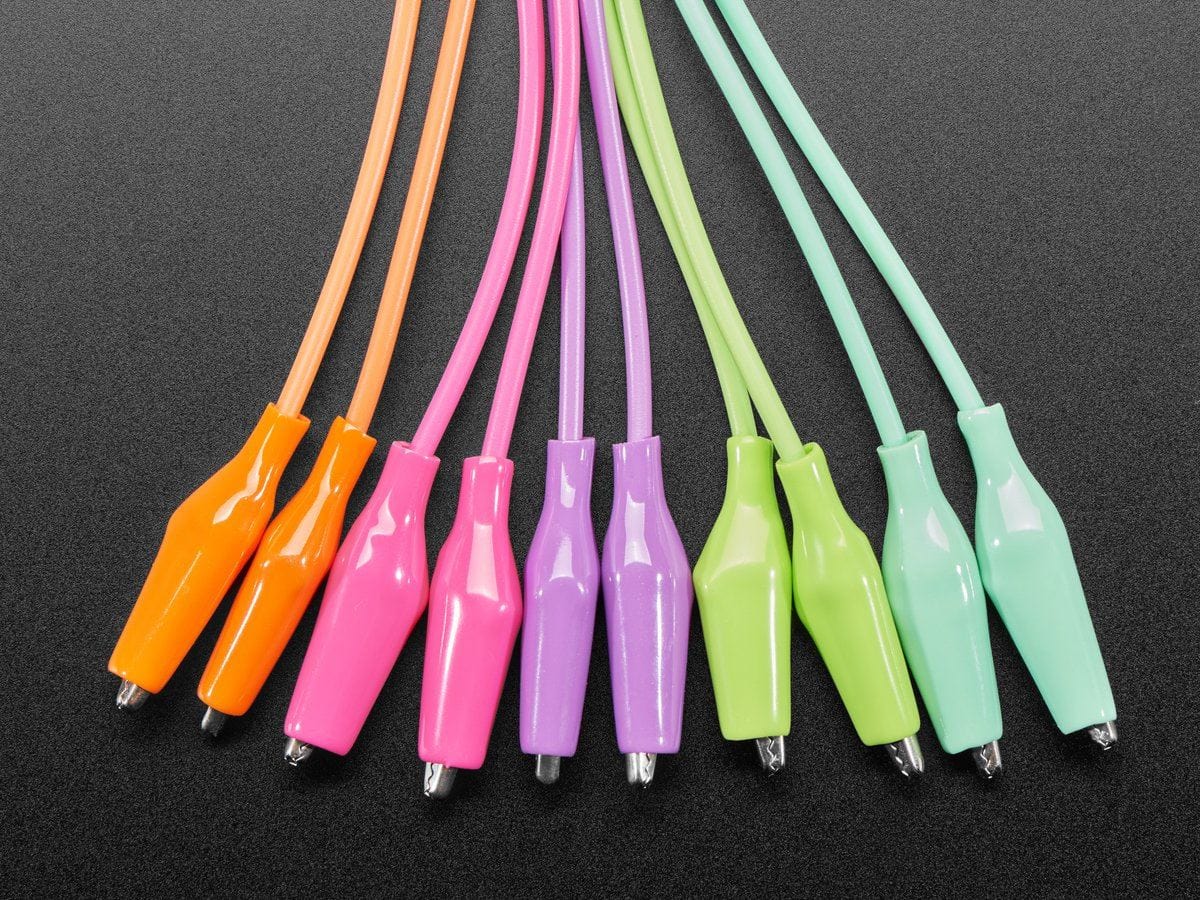 Tropical Alligator Test Clip Leads - 10 Pieces - 13" long by The Pi Hut - The Pi Hut