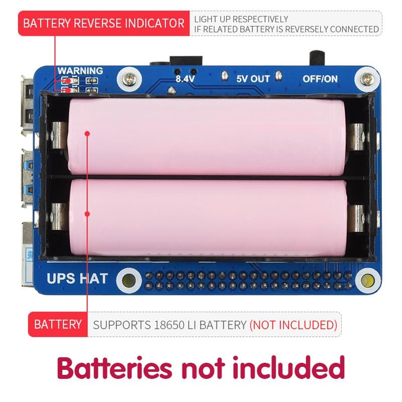 Uninterruptible Power Supply UPS HAT (A) for Raspberry Pi by Waveshare - The Pi Hut