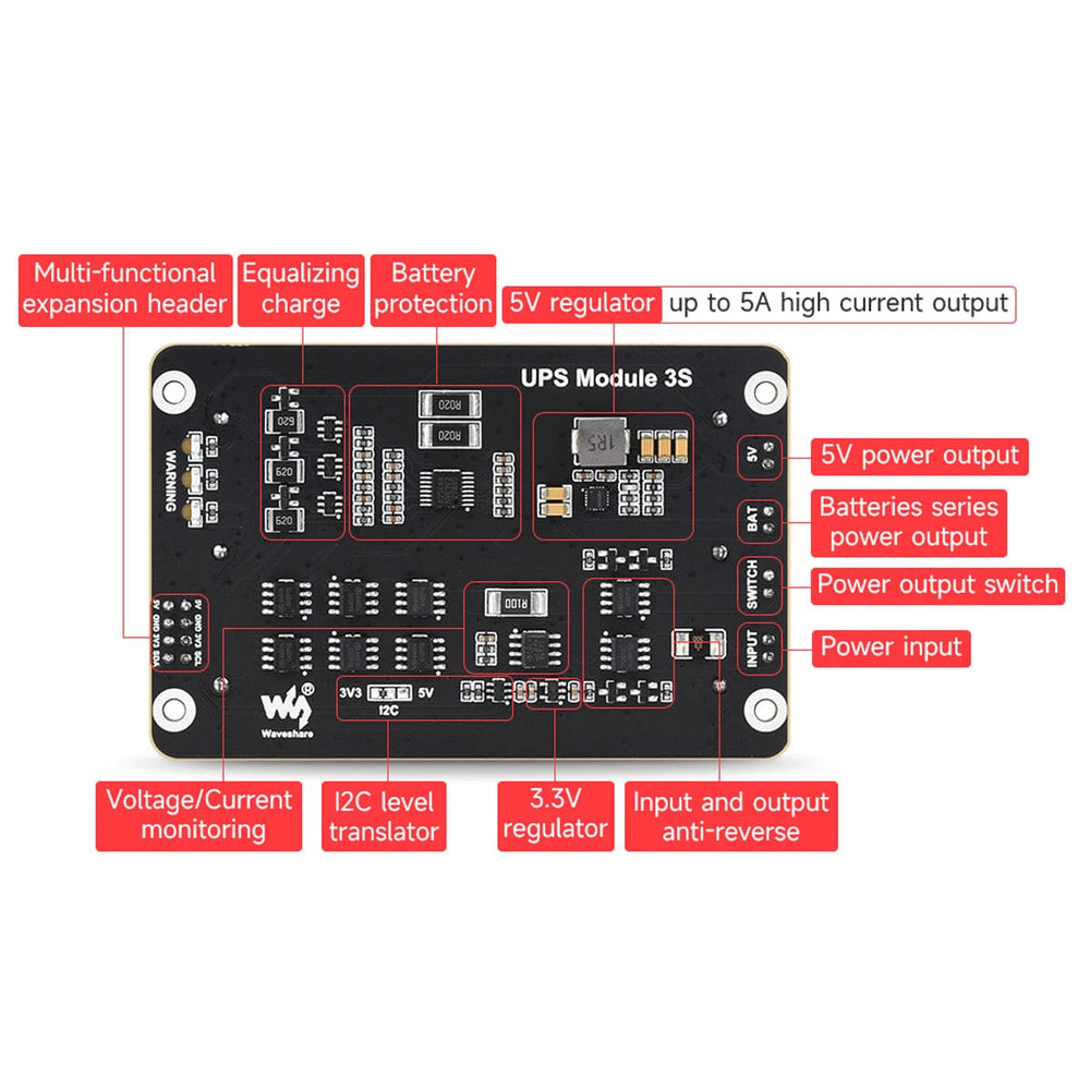 UPS Module 3S by Waveshare - The Pi Hut