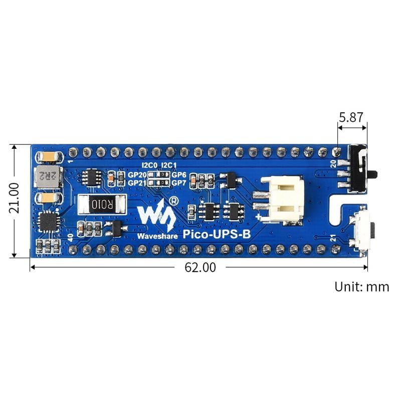 UPS Module for Raspberry Pi Pico with 600mAh LiPo Battery by Waveshare - The Pi Hut