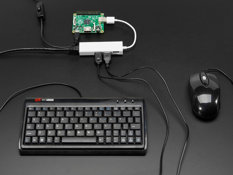 USB 2.0 and Ethernet Hub - 3 USB Ports and 1 Ethernet by The Pi Hut - The Pi Hut