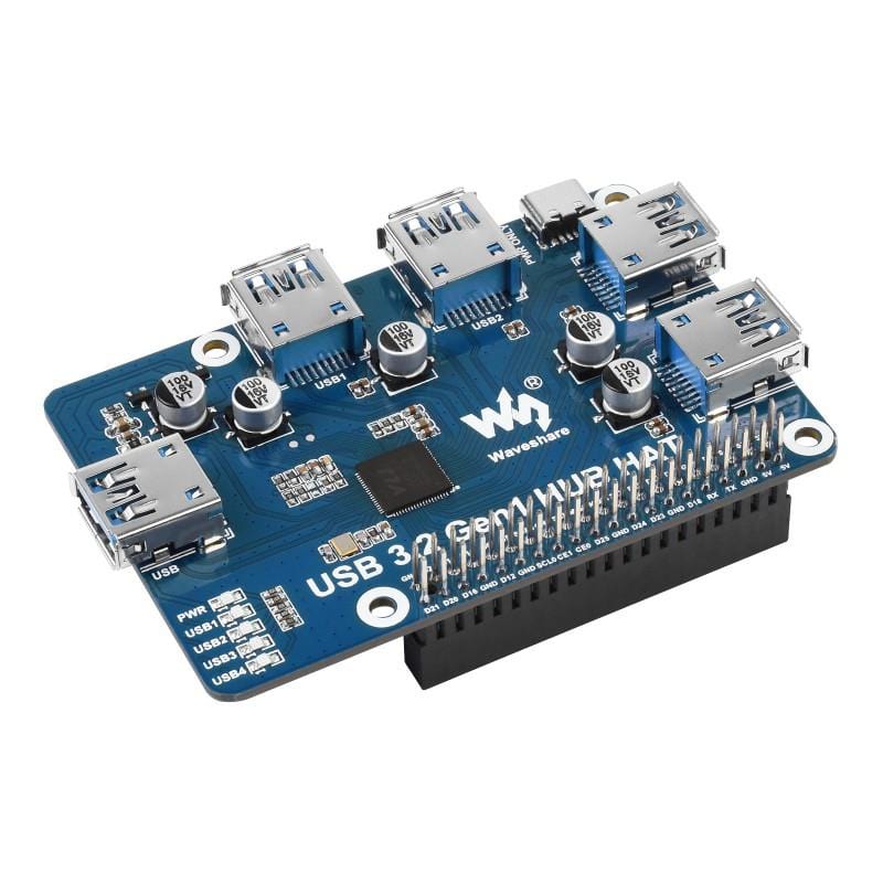 USB 3.2 Gen1 Hub HAT for Raspberry Pi by Waveshare - The Pi Hut