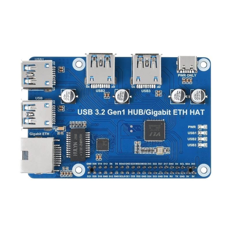 USB 3.2 Hub & Gigabit Ethernet HAT for Raspberry Pi by Waveshare - The Pi Hut