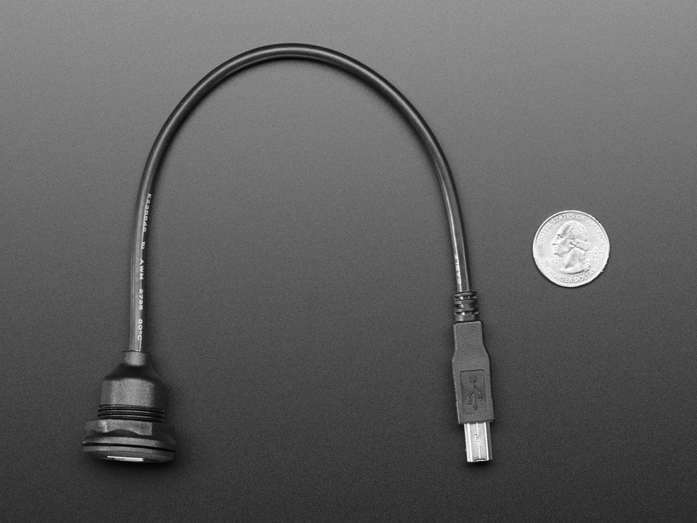 USB B Round Panel Mount Extension Cable - 30cm by The Pi Hut - The Pi Hut