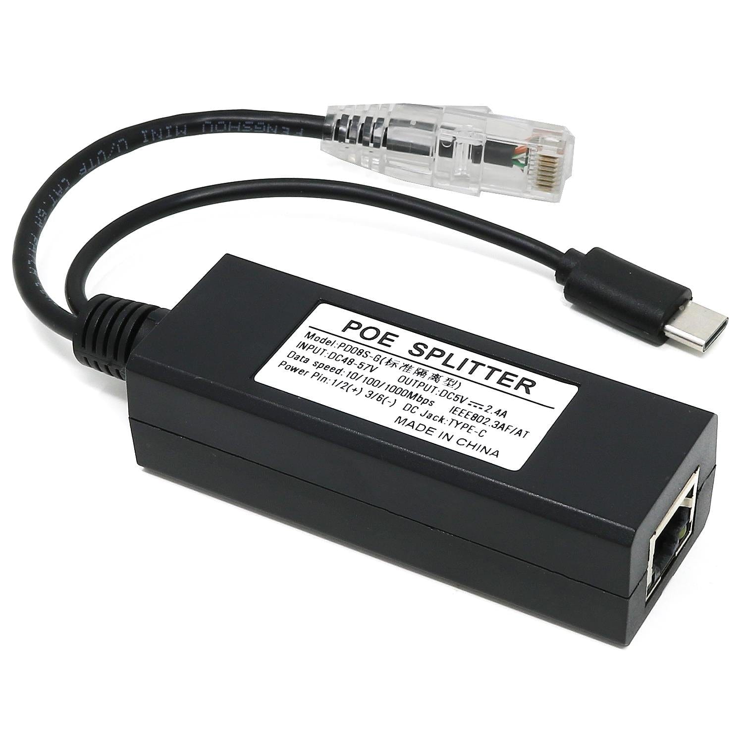 USB-C Gigabit PoE Splitter (5V 2.4A) by The Pi Hut - The Pi Hut