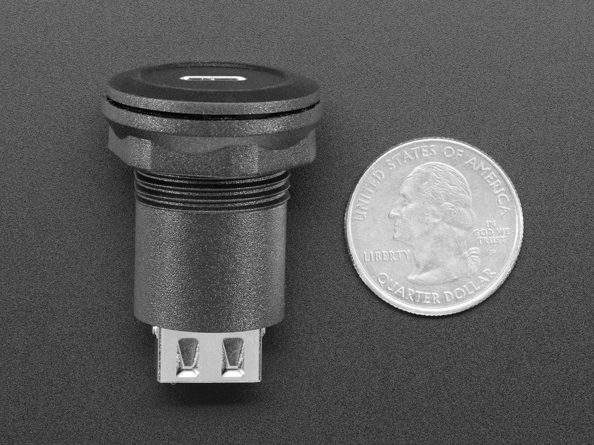 USB C Jack to USB A Jack Round Panel Mount Adapter by The Pi Hut - The Pi Hut