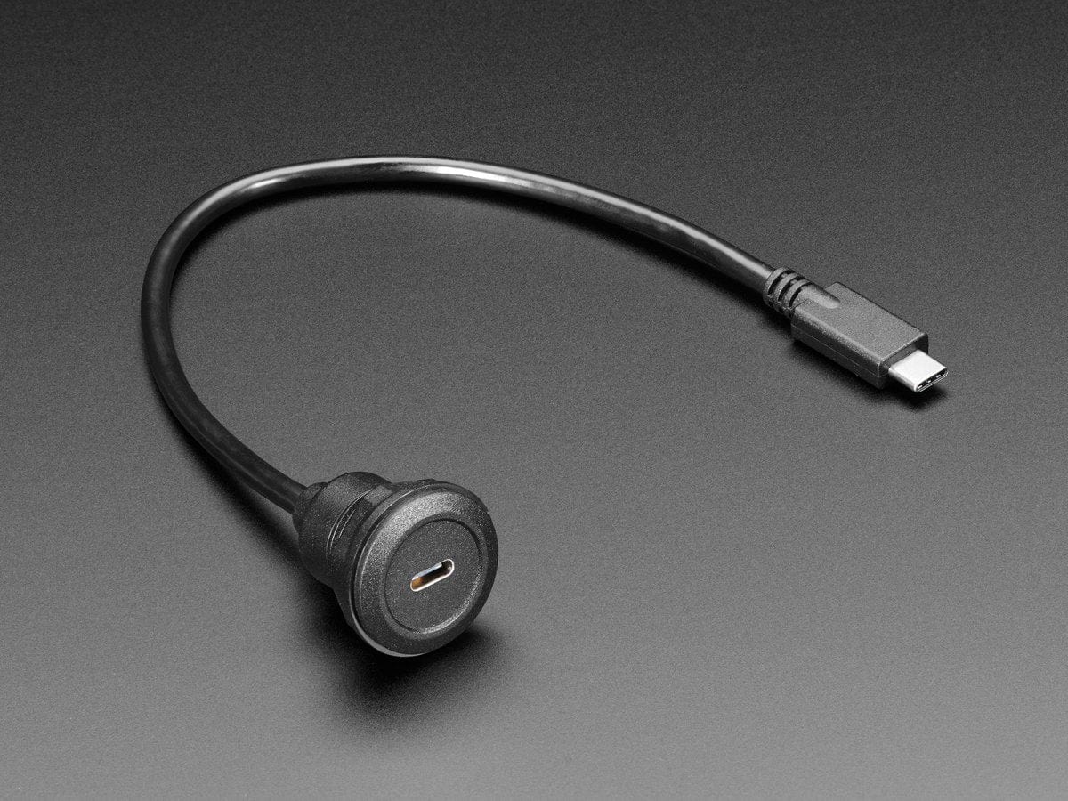 USB C Round Panel Mount Extension Cable - 30cm by The Pi Hut - The Pi Hut