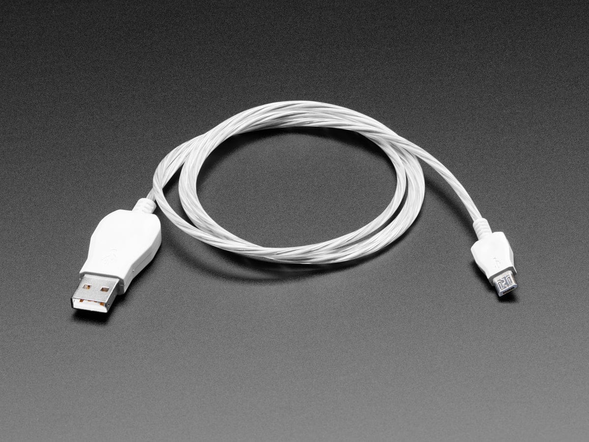 USB micro B Cable with LEDs - Blue and Green (1 meter) by The Pi Hut - The Pi Hut