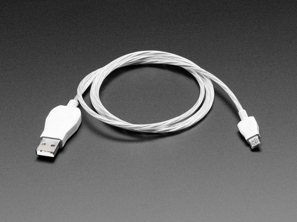 USB micro B Cable with LEDs - Blue and Green (1 meter) by The Pi Hut - The Pi Hut