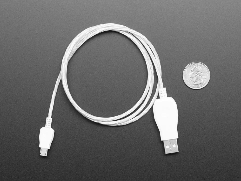 USB micro B Cable with LEDs - Blue and Green (1 meter) by The Pi Hut - The Pi Hut