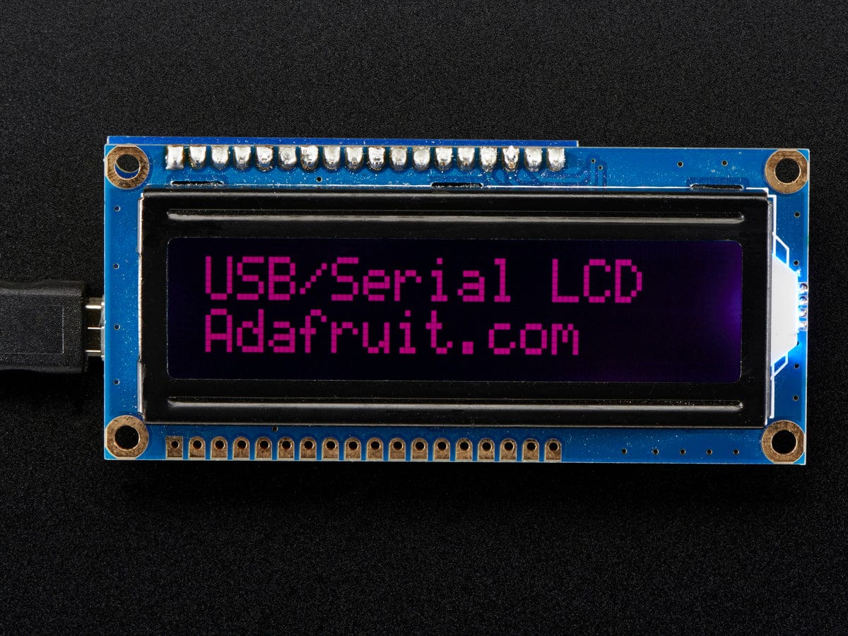 USB + Serial Backpack Kit with 16x2  RGB backlight negative LCD (RGB on Black) by Adafruit - The Pi Hut