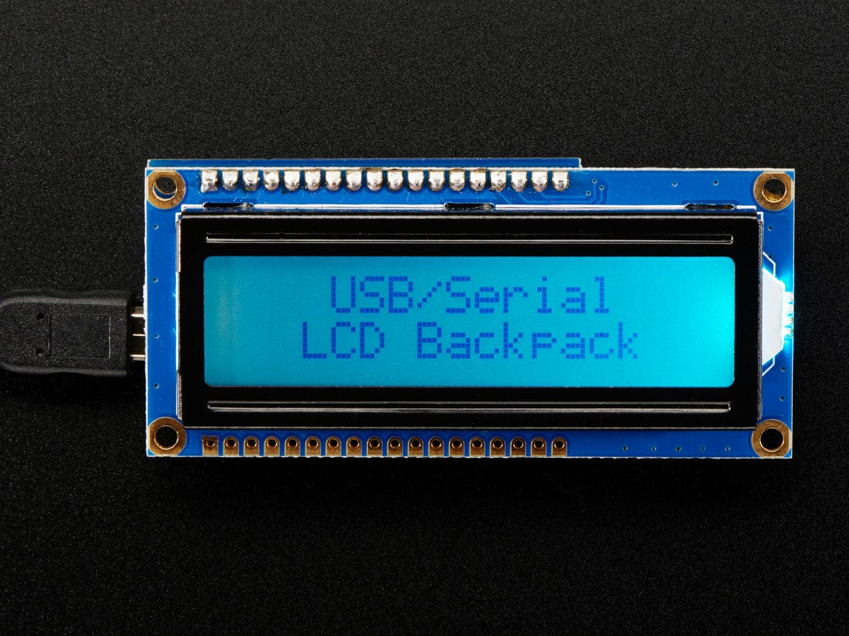 USB + Serial Backpack Kit with 16x2  RGB backlight positive LCD (Black on RGB) by Adafruit - The Pi Hut