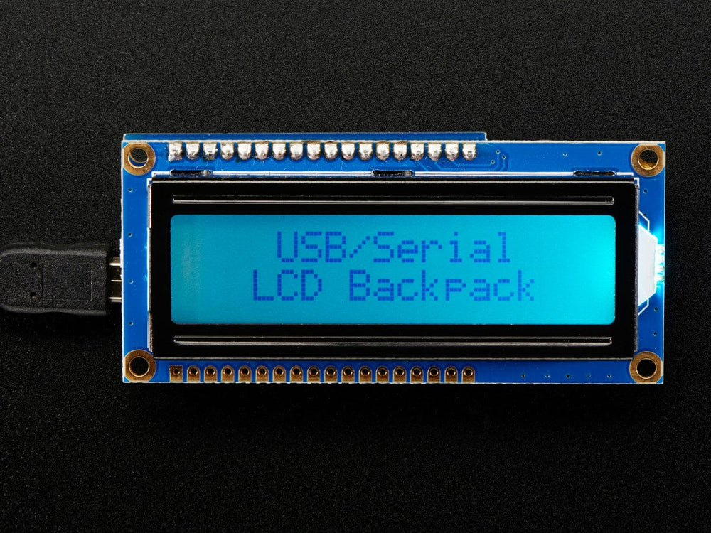 USB + Serial Backpack Kit with 16x2  RGB backlight positive LCD (Black on RGB) by Adafruit - The Pi Hut