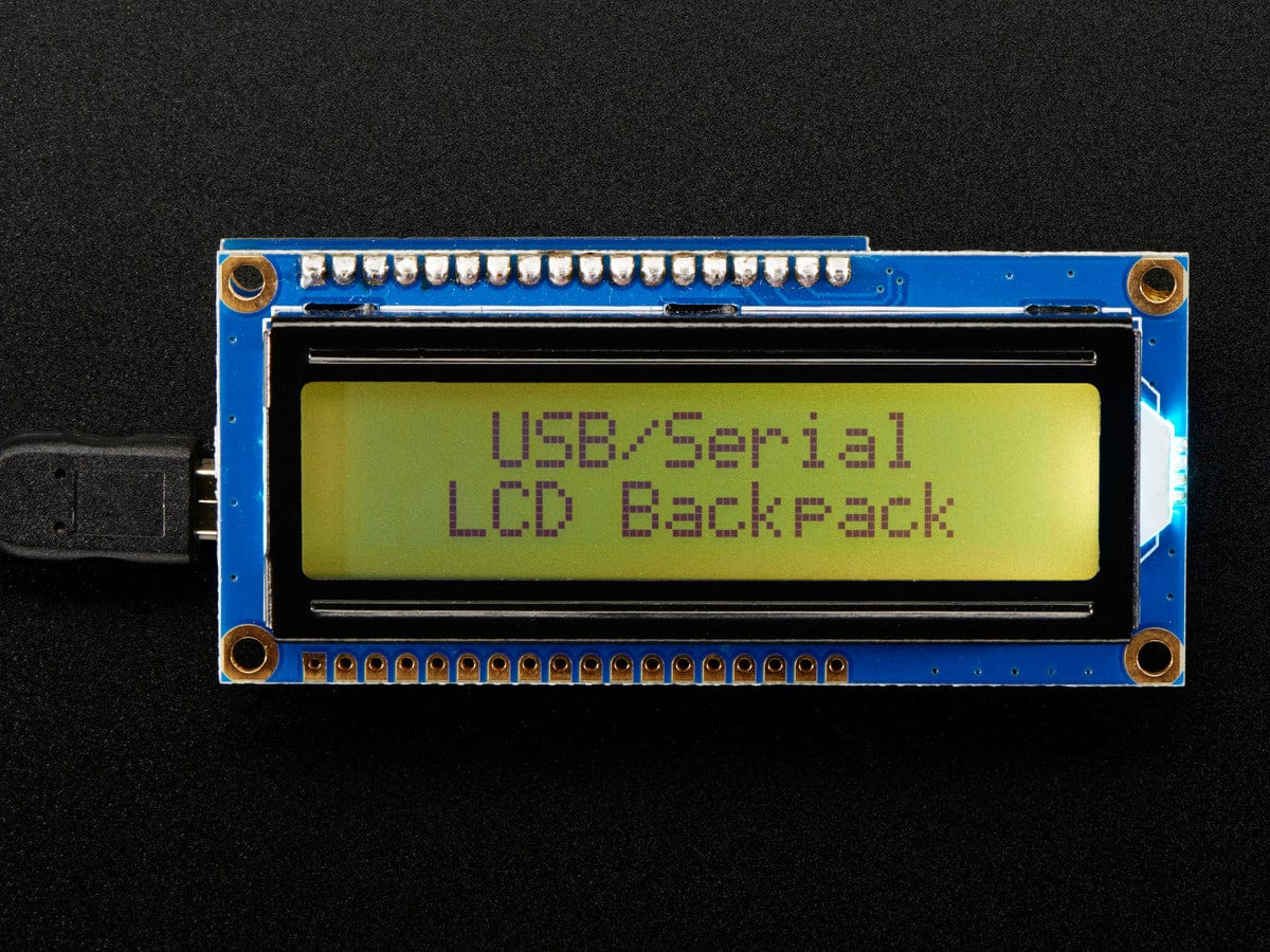USB + Serial Backpack Kit with 16x2  RGB backlight positive LCD (Black on RGB) by Adafruit - The Pi Hut