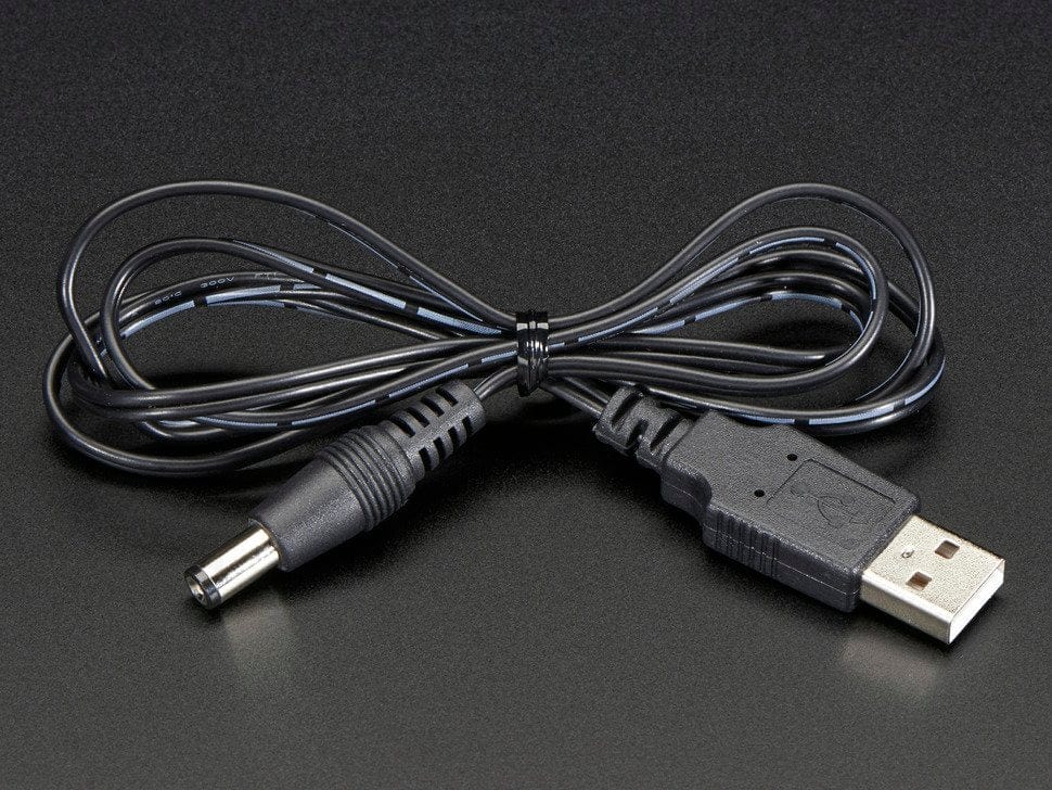 USB to 2.1mm Male Barrel Jack Cable (22AWG & 1 meter) by The Pi Hut - The Pi Hut