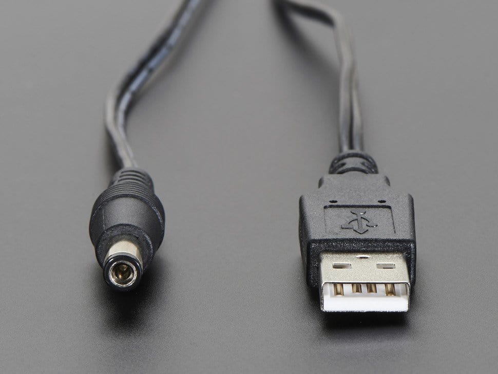 USB to 2.1mm Male Barrel Jack Cable (22AWG & 1 meter) by The Pi Hut - The Pi Hut