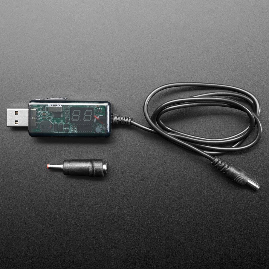 USB to 5.5mm/2.1mm DC Booster Cable - 9V or 12V Output by The Pi Hut - The Pi Hut