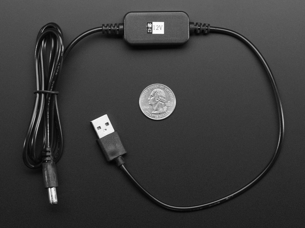 USB to 5.5mm / 2.1mm or 2.5mm DC Booster Cable - 12V Output by The Pi Hut - The Pi Hut